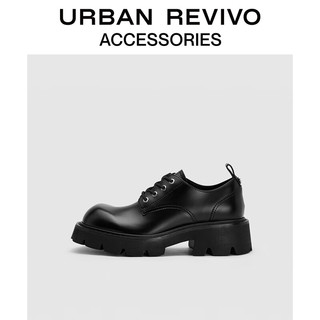 URBAN REVIVO2024春季新款男士商务通勤增高厚底单鞋UAMS40015 黑色 43