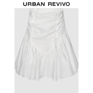 UR2024夏季女小众设计感纯欲风抽褶短款X型连衣裙UWL740021 本白 M