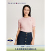 TOMMY HILFIGER 24春季女装纯棉简约绣标复古绞花合身短袖针织衫41787 粉色TJQ M