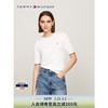 TOMMY HILFIGER 24春季女装纯棉简约绣标复古绞花合身短袖针织衫41787 白色YBL XL