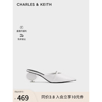 CHARLES&KEITH24春法式尖头穆勒鞋异形跟拖鞋女CK1-60280434 White白色 36