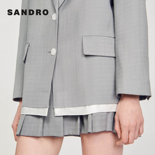 SANDRO2024早春女装浅灰色直筒假两件西装领外套SFPVE00978 27/浅灰色 42