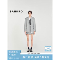 SANDRO2024早春女装浅灰色直筒假两件西装领外套SFPVE00978 27/浅灰色 36