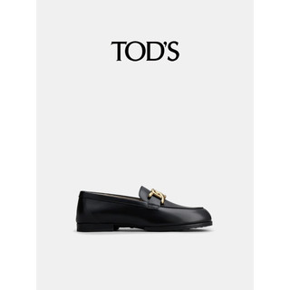 TOD'S【】2024春夏女士KATE麻花扣皮革乐福鞋单鞋女鞋 黑色 40