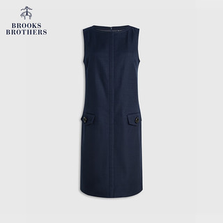 布克兄弟（BrooksBrothers）女士24早春棉圆领无袖纯色连衣裙 4004-藏青色 4