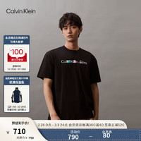 Calvin Klein Jeans24春夏男士时尚图案字母印花纯棉宽松短袖T恤J325195 BEH-太空黑 M