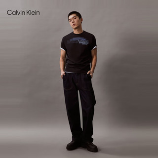 Calvin Klein Jeans24春夏男士时尚休闲绘画图案印花纯棉短袖T恤40BC831 BAE-太空黑 S