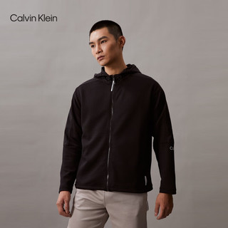 Calvin Klein运动24春夏男士字母胶印拼接连帽户外休闲外套4MS4J419 001-太空黑 L