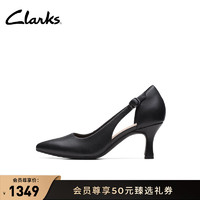 Clarks 其樂 卡塔系列女鞋24夏季鏤空尖頭涼鞋時尚單鞋高跟鞋女 黑色 261712314 39.5