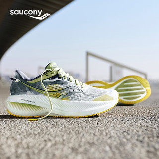 saucony 索康尼 胜利21 专业缓震回弹跑鞋女训练跑步鞋透气运动鞋白绿40