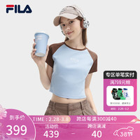 FILA 斐乐女子针织短袖衫2024夏季时尚凉感防晒插肩袖T恤 纯真蓝-LB 185/104A/XXXXL