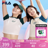 FILA 斐乐女子针织短袖衫2024夏季时尚凉感防晒插肩袖T恤 淡乳白-IV 170/88A/L