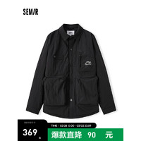 森马（Semir）棉服男2024春季宽松短款棉衣时尚潮流工装外套 黑色90001 175/92A/L