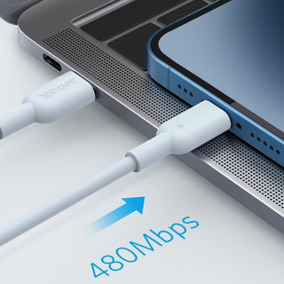 ANKER X A+会员 联名 MFi认证Apple快充数据线适配苹果 iPhone/iPad USB-C转Lighting闪电快充 0.9m 白