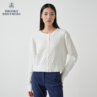 布克兄弟（BrooksBrothers）女士24早春经典圆领纯色棉针织衫开衫 1001-白色 L