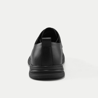 HLA海澜之家休闲鞋24新系带商务舒适平跟加宽楦形鞋子男 黑色04 3