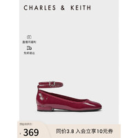 CHARLES & KEITH CHARLES&KEITH24春季纯色平底腕带芭蕾舞鞋单鞋子女鞋女士CK1-70381032 Burgundy葡萄酒红色 39