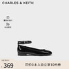 CHARLES & KEITH CHARLES&KEITH24春季纯色平底腕带芭蕾舞鞋单鞋子女鞋女士CK1-70381032 Black Patent黑色 41