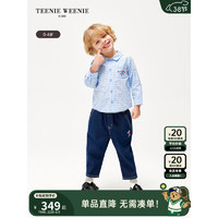 Teenie Weenie Kids小熊童装24春季男宝宝可爱格纹长袖衬衫 蓝色 90cm