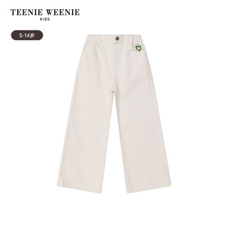 Teenie Weenie Kids小熊童装24春夏女童宽松刺绣松紧腰牛仔裤 象牙白 150cm
