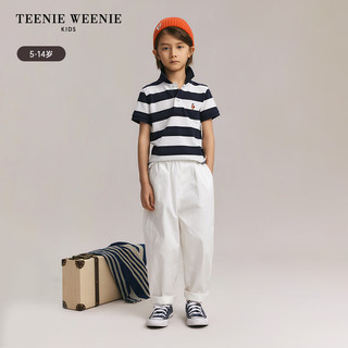 Teenie Weenie Kids小熊童装24春夏男童休闲宽松翻领条纹T恤 黄色 130cm