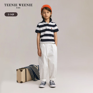 Teenie Weenie Kids小熊童装24春夏男童休闲宽松翻领条纹T恤 绿色 120cm