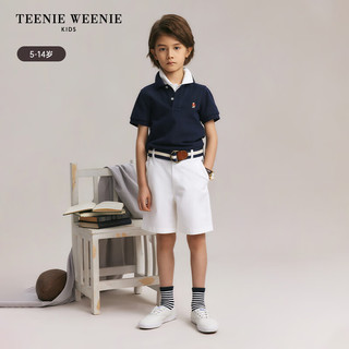 Teenie Weenie Kids小熊童装24春夏男童休闲百搭梭织运动短裤 藏青色 140cm