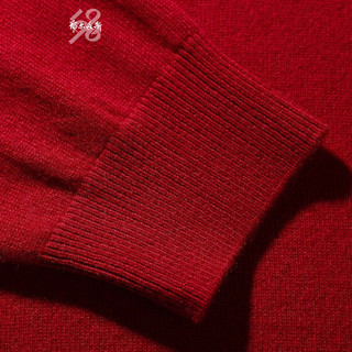 鄂尔多斯1980抗静电 纯羊绒圆领男长袖保暖舒适羊绒衫 中国红 175/96A/L