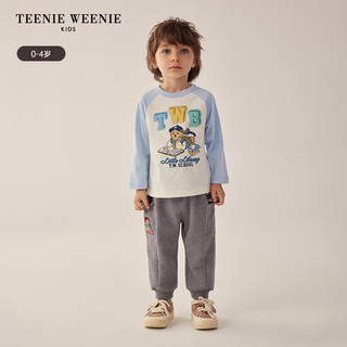Teenie Weenie Kids小熊童装24早春男宝宝休闲束脚运动裤卫裤 中灰色 100cm