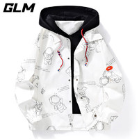 GLM 夹克外套男士秋冬季潮流假两件时尚棒球服宇航员太空 白色 XL