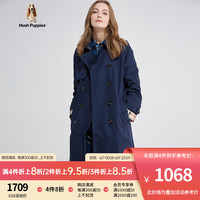Hush Puppies暇步士女装女士中长款收腰风衣外套 196深蓝 L