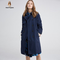 Hush Puppies暇步士女装女士中长款收腰风衣外套 196深蓝 XL