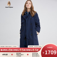 Hush Puppies暇步士女装女士中长款收腰风衣外套 196深蓝 S