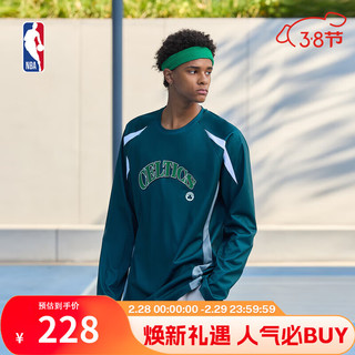 NBA球队文化系列 金州勇士/洛杉矶湖人/凯尔特人宽松长袖T恤 绿色 XXXL