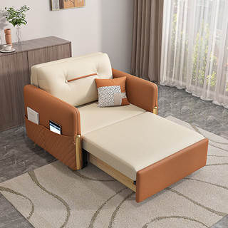 木月沙发床欧简约客厅迷你折叠两用科技布单人沙发 外径1.1米乳胶款 外径1.1米储物-科技布
