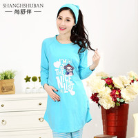 尚舒伴 孕妇睡衣春秋产妇哺乳家居服产后薄款坐月子服两件套圆领套头 9003猴子款 L码
