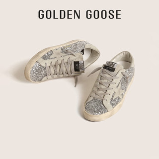 Golden Goose【明星同款】 女鞋 Super-Star 脏脏鞋星星银色亮片休闲板鞋 银色 35码225mm