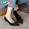 卡帝乐鳄鱼 CARTELO 复古时尚气质尖头高跟鞋 KCC-6688-22 黑色(3cm) 38 