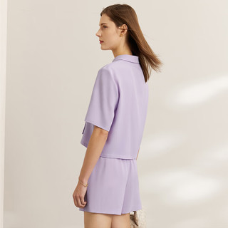 Amii2022年夏季凉感雪纺衫短裤休闲时尚套装女设计感两件套 丁香紫(雪纺衫) 155/80A/S