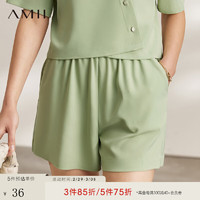 Amii2022年夏季凉感雪纺衫短裤休闲时尚套装女设计感两件套 薄荷绿(休闲短裤) 160/84A/M