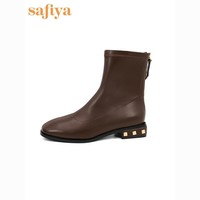SAFIYA 索菲娅 弹力靴靴子女冬瘦瘦靴短靴女靴韩版短筒气质时尚