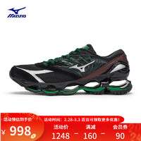 美津浓（MIZUNO）男女预言联名运动休闲鞋跑步鞋WAVE PROPHECY LS 01/黑色/绿色 36.5