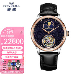 SEA-GULL 海鸥 手表陀飞轮手动机械男表星月交替简约两针时尚国表 金色星辰218.32.8832