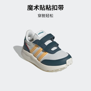 adidas RUN 70s CF K魔术贴休闲运动鞋男小童阿迪达斯轻运动 汉玉白/蓝绿色/黄色 38.5(235mm)