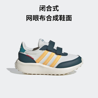 adidas RUN 70s CF K魔术贴休闲运动鞋男小童阿迪达斯轻运动 汉玉白/蓝绿色/黄色 38.5(235mm)