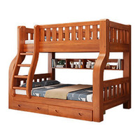 彬蔚 上下层实木床1.5米上下床子母床儿童床女孩小户型高架床男孩双层 咖色(床+床垫) 上铺宽130下铺宽150