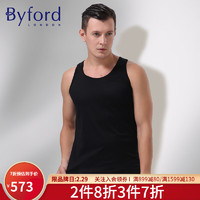 BYFORD/百富男士埃及棉背心打底衫T恤无袖动运汗衫上衣MW2235/2238 MW2235黑色 L