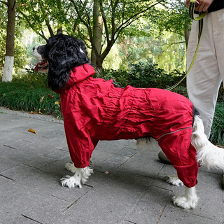 PEITE PET中大型狗防雨冲锋衣四脚全包四季雨衣边牧史宾格狗衣服 红色 22 背长55CM，体重35-45斤