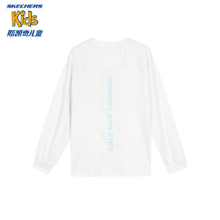 Skechers斯凯奇男童针织长袖T恤衫2024春季运动上衣P124B014 亮白色/0019 140cm