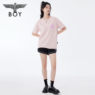 BOY LONDON春夏24男女同款短袖三鹰标印花设计感潮牌T恤N01068 粉色 L
